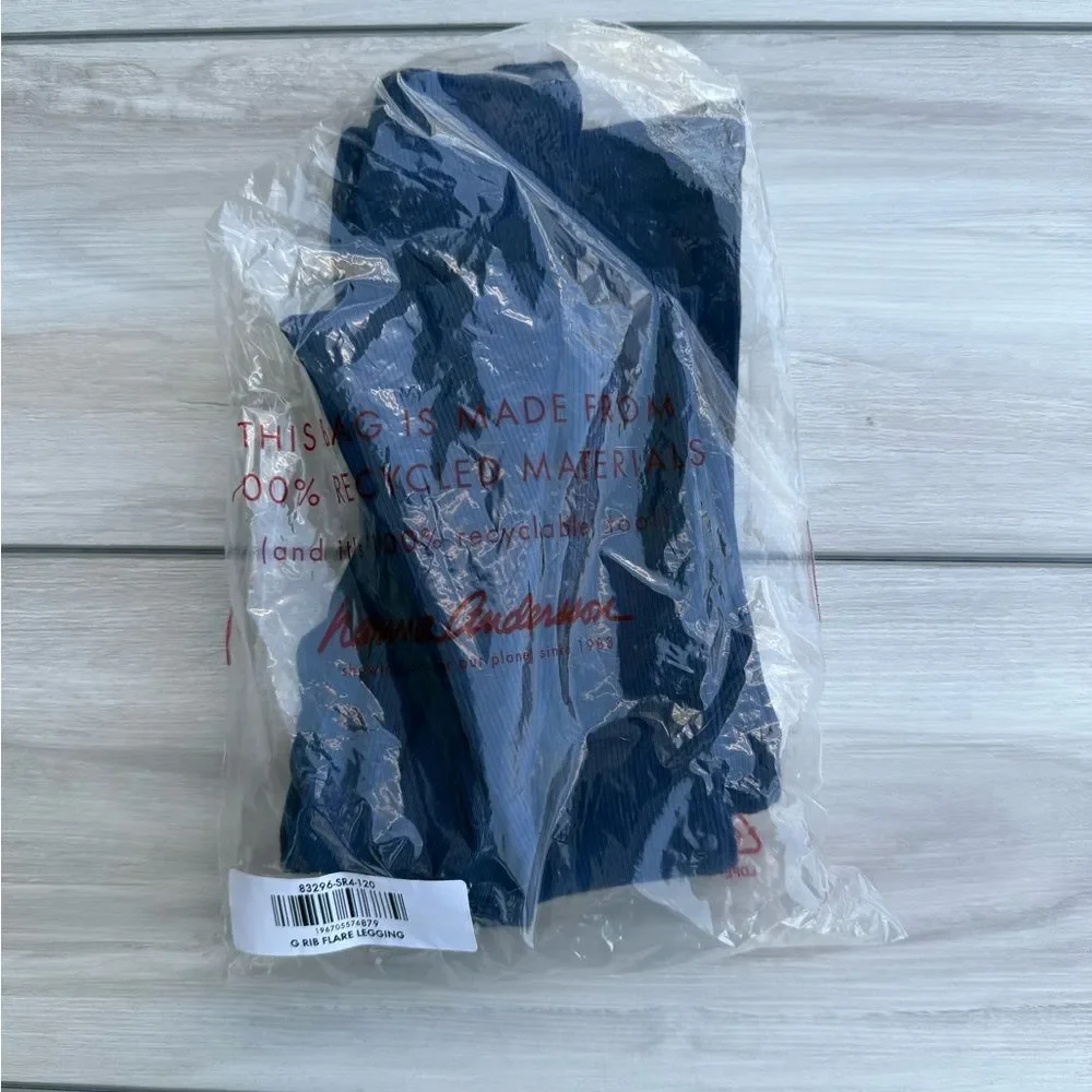 Hanna Andersson Ribbed Flare Leggings Blue Size 6/7 NWT IN PACKAGE